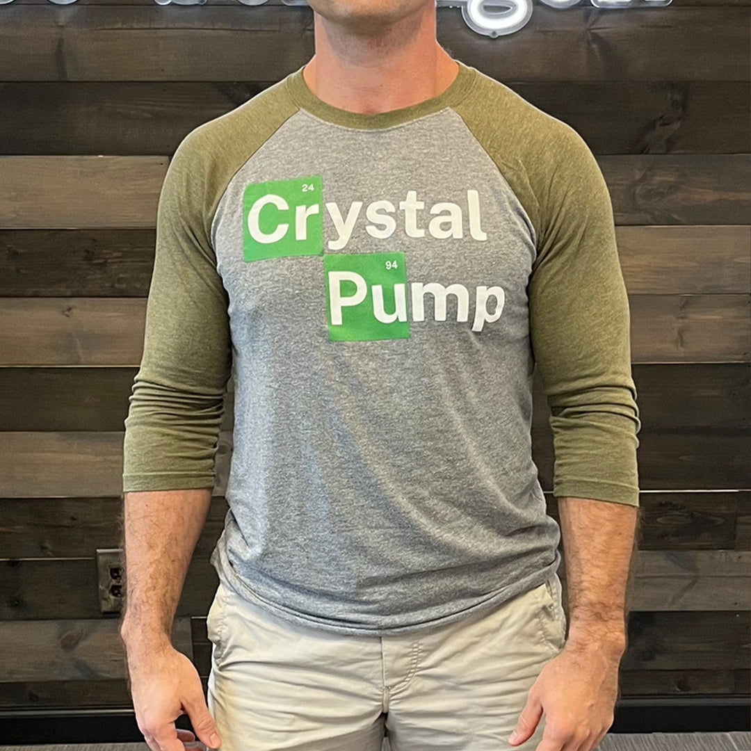 3/4 sleeve baseball T Green on grey